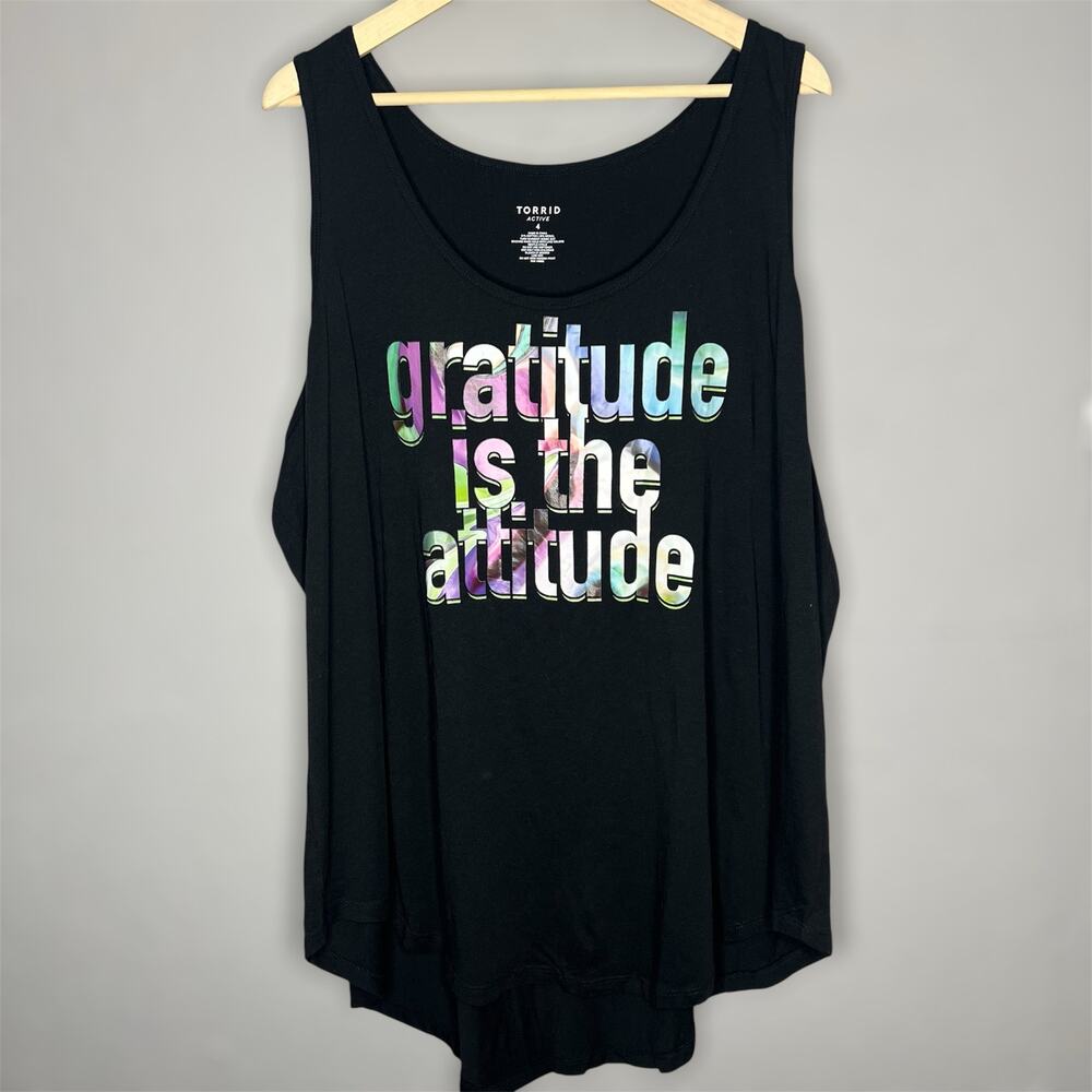 Torrid Active Graphic Tank Top 4X Womens Gratitude is the Attitude Athletic Gym
